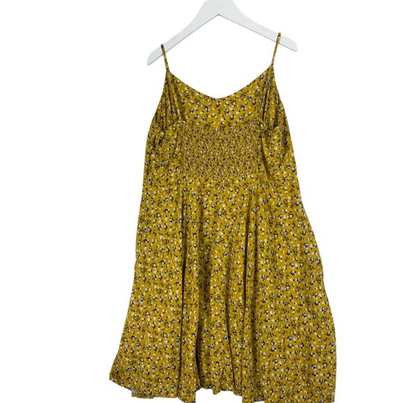 Old Navy Mustard ,navy & cream floral print.Fit & Flare Cami Dress sz xl - Picture 4 of 12